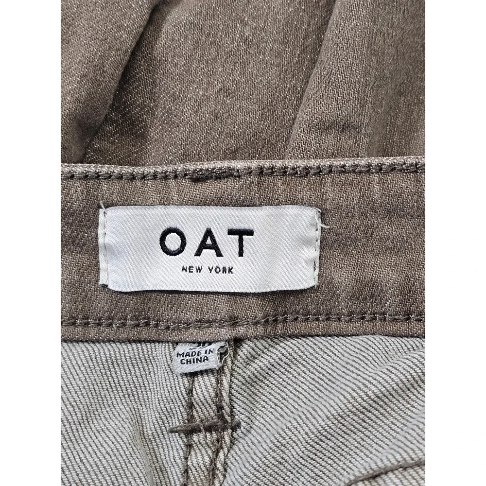 OAT Straight Crop Pants Womens 28 Brown Solid High Rise Cotton Blend‎ 1049-GD